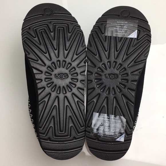 Ugg Tasman Black Suede Sheepskin Slippers Loafers - Picture 6 of 8